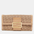 FENDI Light Pink Zucchino Canvas and Leather Forever Flap Continental Wallet