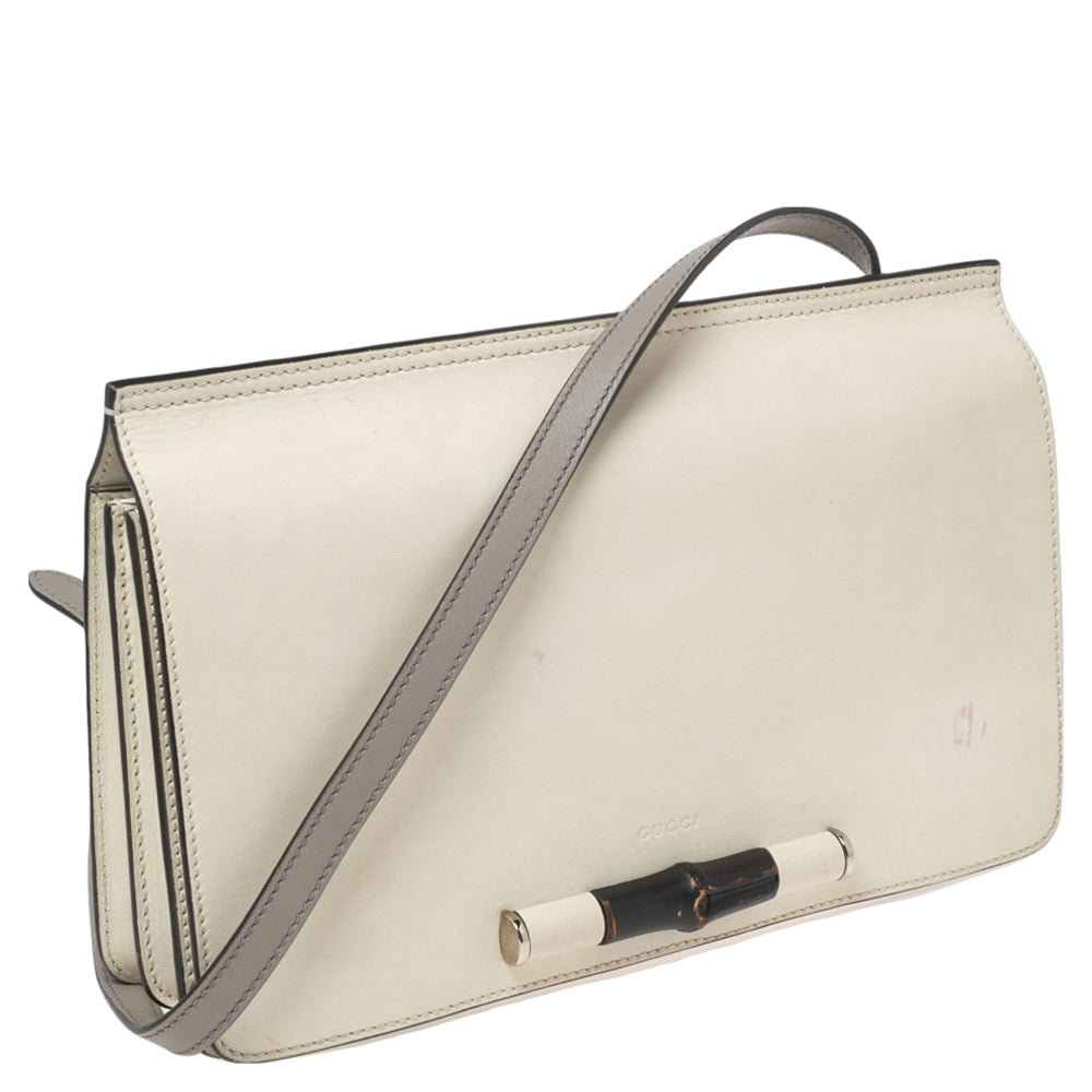 Gucci Off-white Leather Lady Bamboo Flap Bag