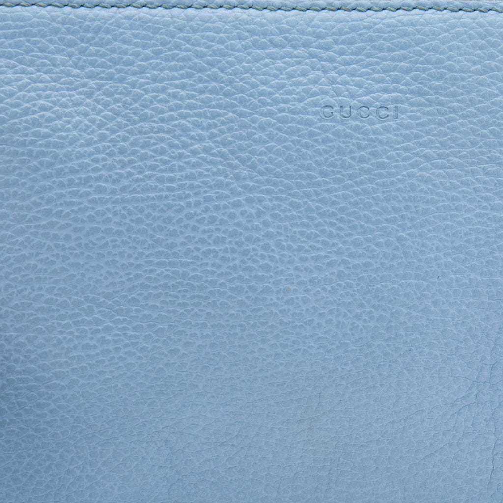 GUCCI Light Blue Leather Bamboo Tassel Clutch
