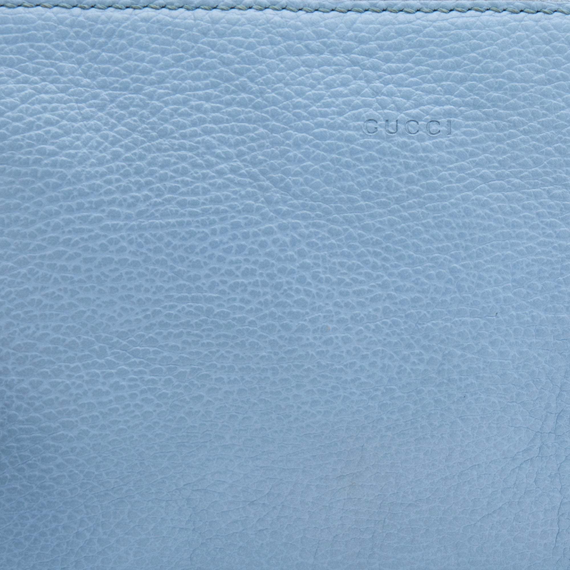 GUCCI Light Blue Leather Bamboo Tassel Clutch