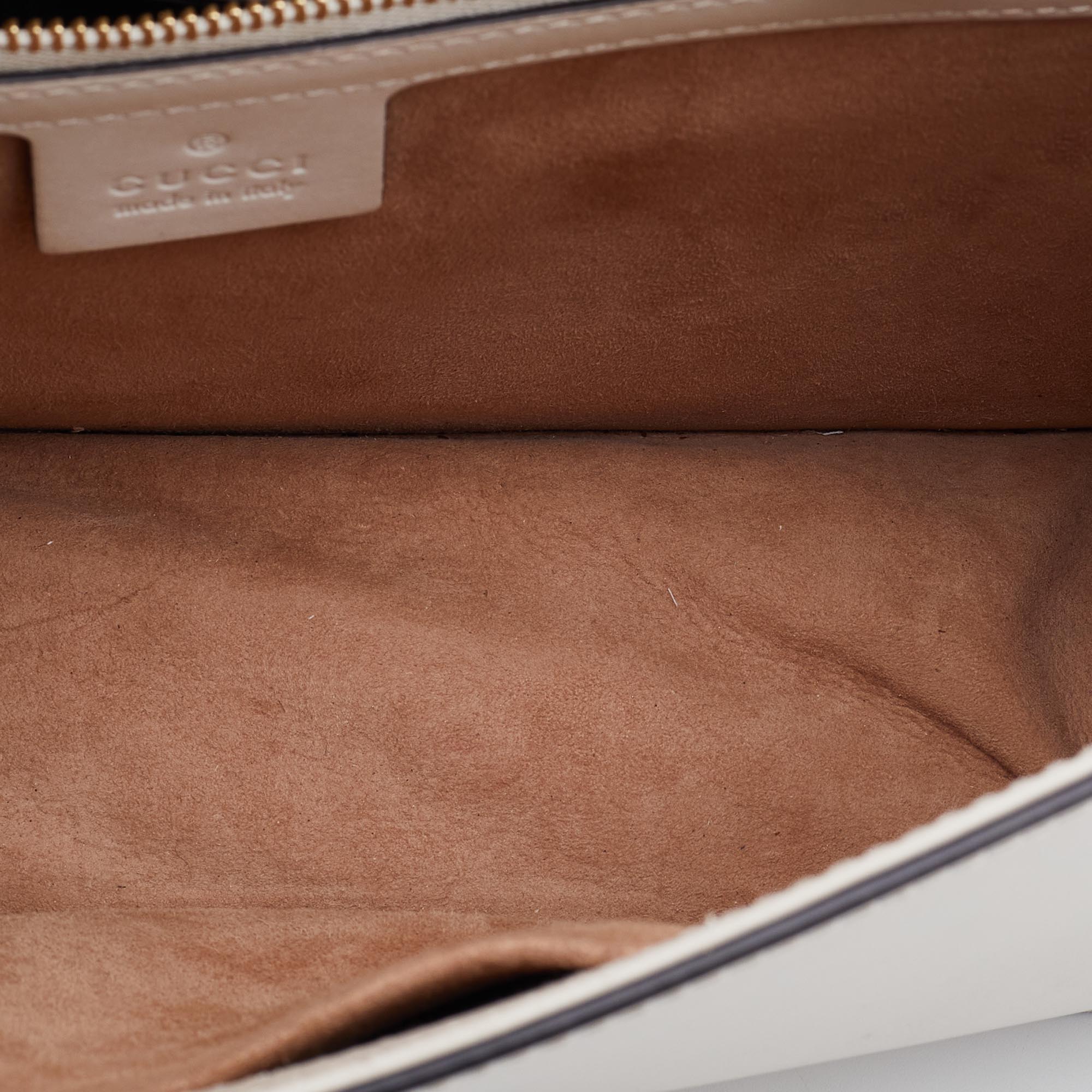 GUCCI Off White Leather Small Web Sylvie Shoulder Bag