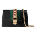 (WMNS) GUCCI Sylvie Series Fabric/ Leather Single Shoulder Satchel mini Black/ Red/ Green 494646-CWLSG-1060