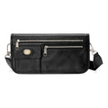 GUCCI Metallic Interlock Double G Soft Leather fanny pack Shoulder Messenger Bag Unisex / Black Classic 575837-1GZAX-1000