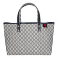 (WMNS) GUCCI Logo Leather Canvas Large Capacity Shoulder Bag Beige / Navy Blue 211134-KGD3N-4080