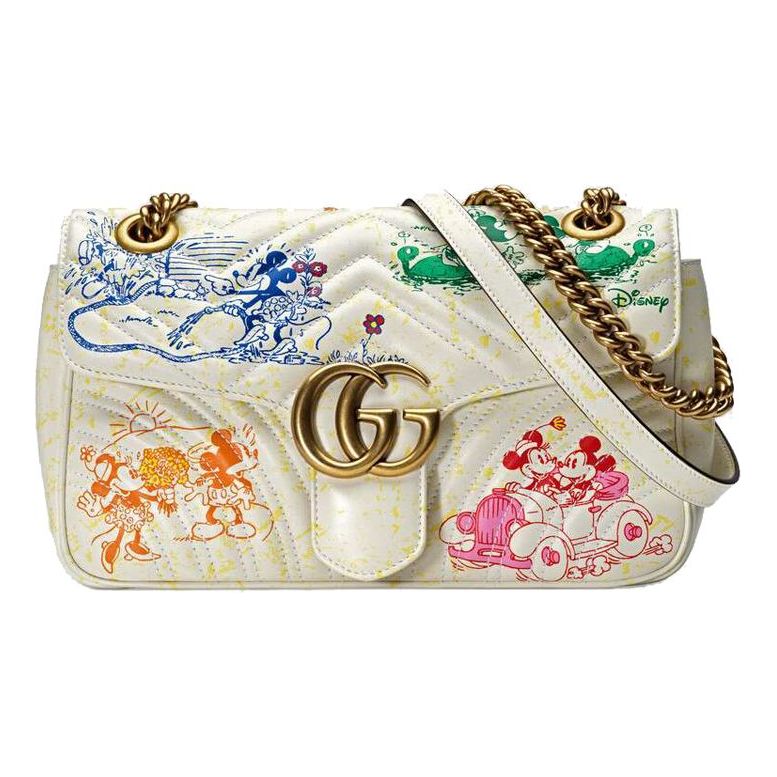 (WMNS) GUCCI x Disney Beige MiceGG Marmont Series Small Satchel White 443497-1TSAM-9191