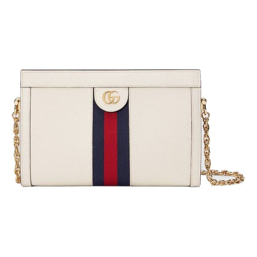 (WMNS) GUCCI Ophidia Gold Logo Stripe Webbing Leather Chain Shoulder Messenger Bag Small White Classic 503877-DJ2DG-8454