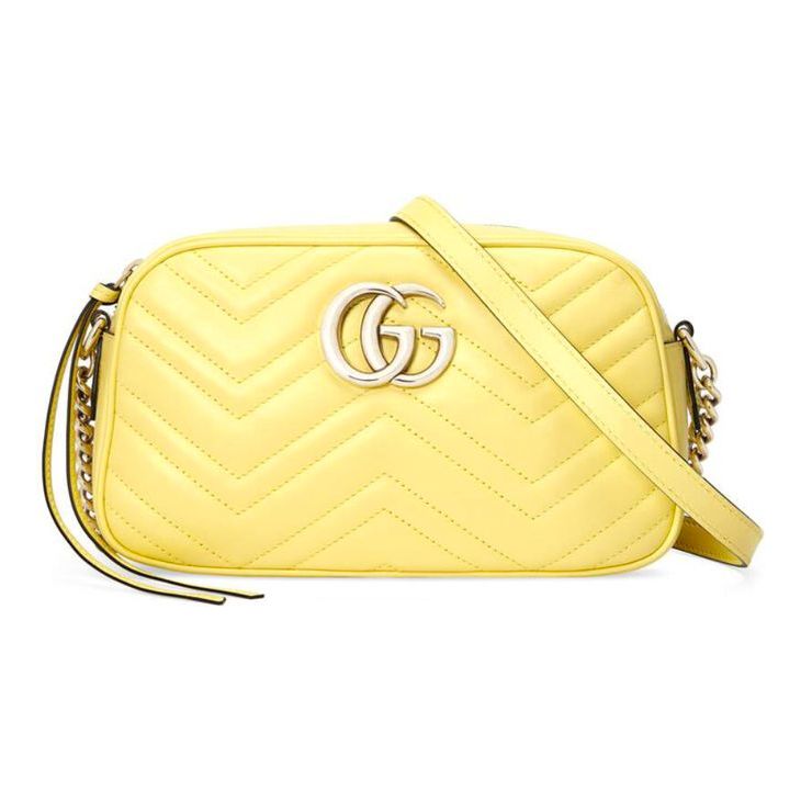 (WMNS) GUCCI GG Marmont Silver Logo Messenger Bag Yellow 447632-DTD1Y-7412
