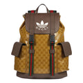 GUCCI x adidas Logo backpack schoolbag Brown Yellow 22 495563-UVSHT-7269