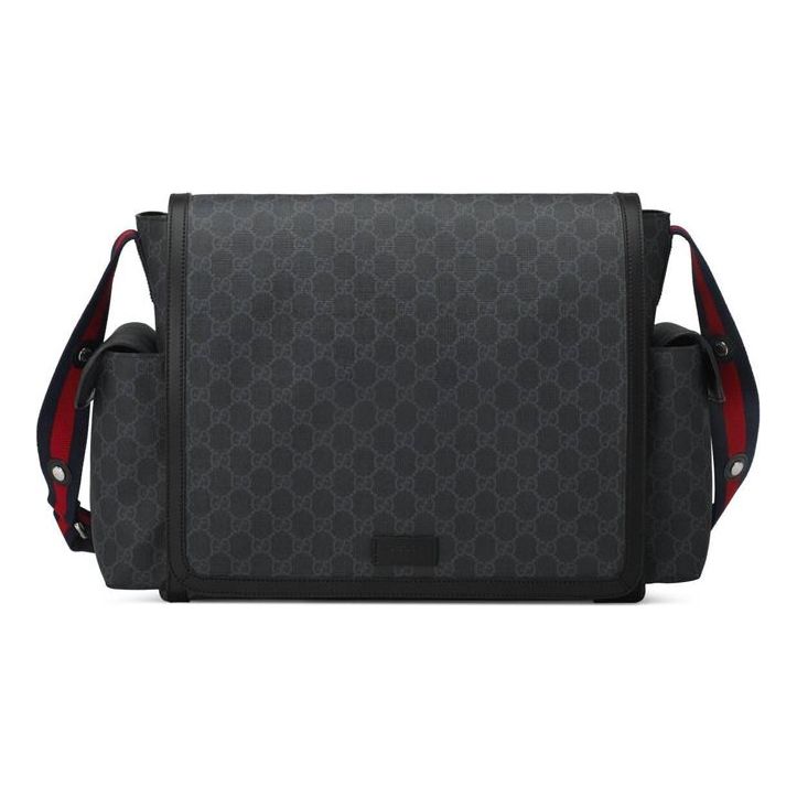 GUCCI Logo Stripe Messenger Bag Gray Black 495909-K5RLN-1095