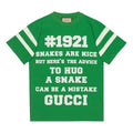 GUCCI SS21 1921 Series To Hug a Snake Alphabet Printing Short Sleeve Green 655459-XJDJP-3521