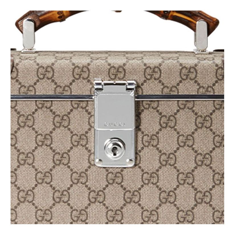(WMNS) GUCCI Globe-Trotter Logo Bamboo Canvas handbag 588351-9VEFW-8358