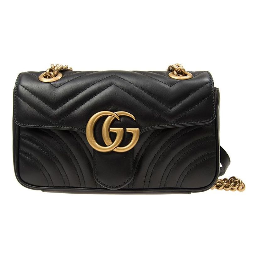 (WMNS) GUCCI GG Marmont Leather Single-Shoulder Chain Bag Mini Black 446744-DTDIT-1000