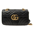 (WMNS) GUCCI GG Marmont Leather Single-Shoulder Chain Bag Mini Black 446744-DTDIT-1000