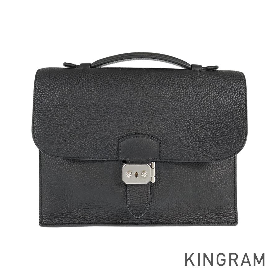 HERMES Sac Adepeche 27 □N engraved SilverHardware made in 2010 Briefcase