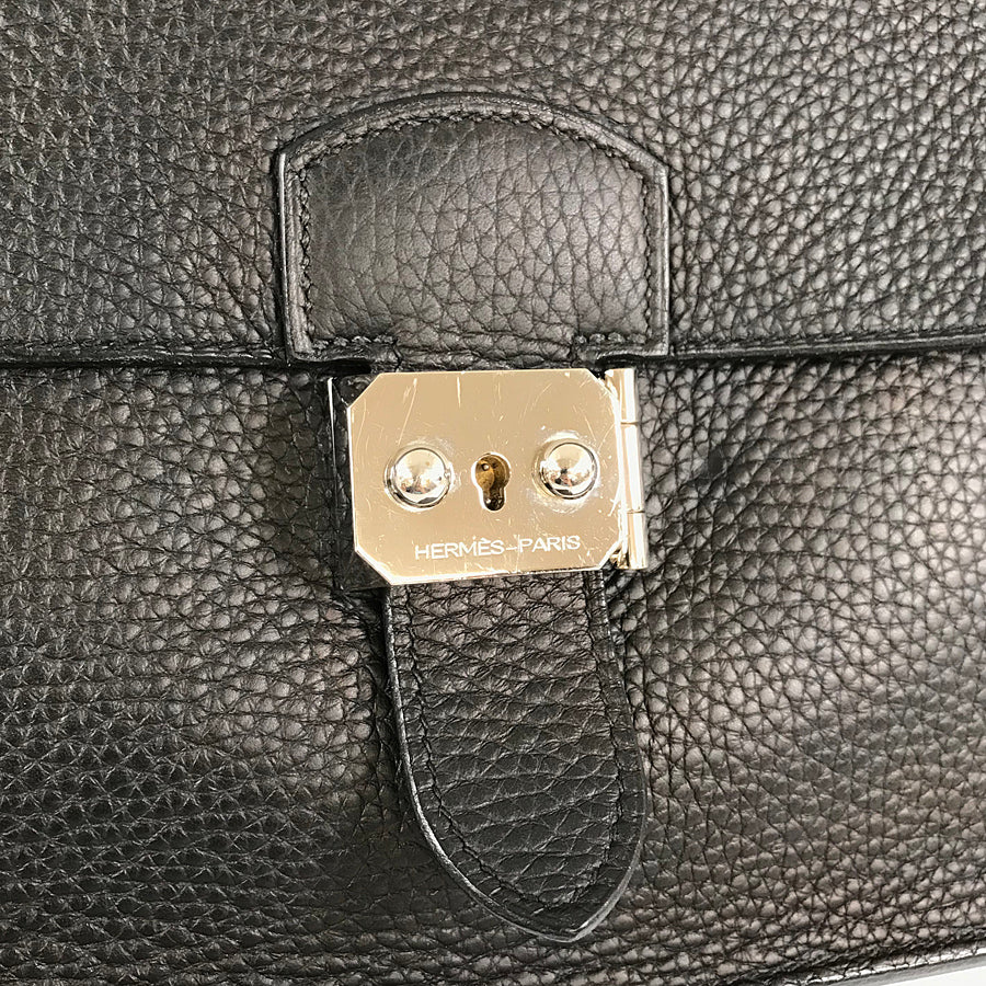 HERMES Sac Adepeche 27 □N engraved SilverHardware made in 2010 Briefcase