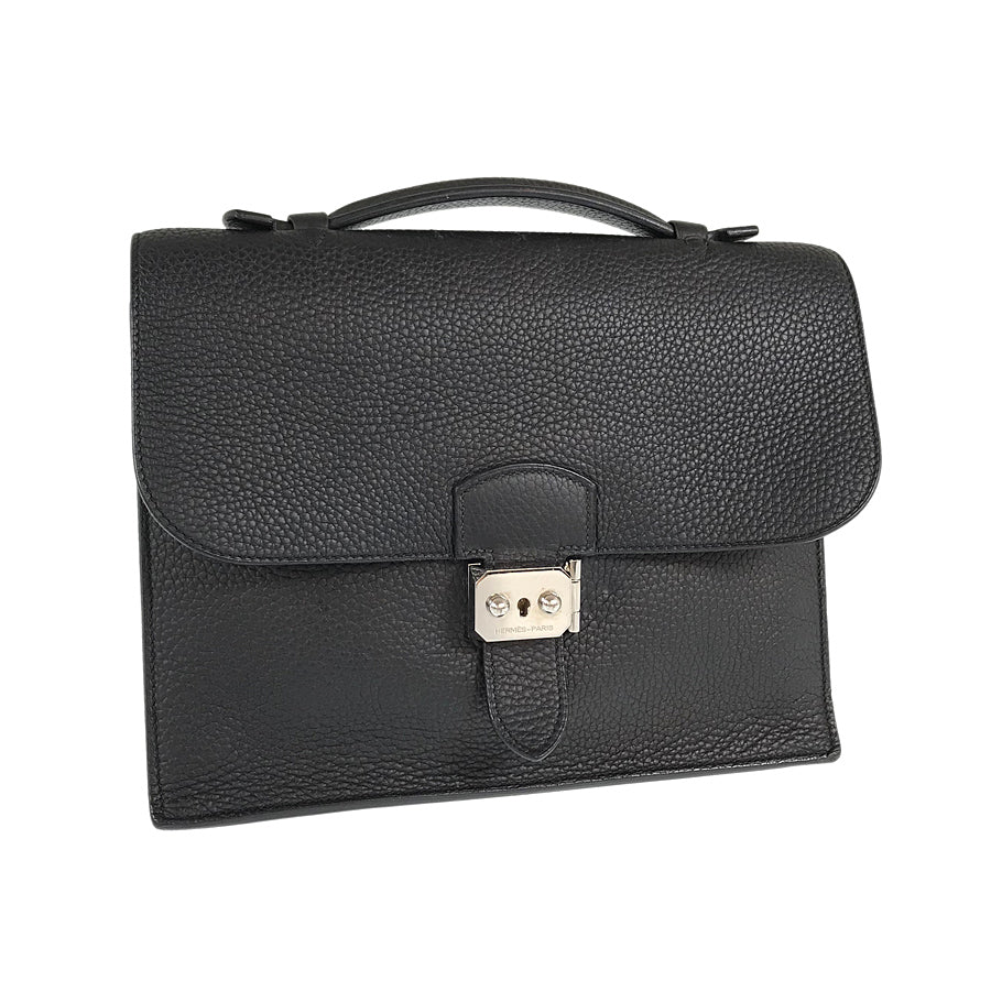 HERMES Sac Adepeche 27 □N engraved SilverHardware made in 2010 Briefcase