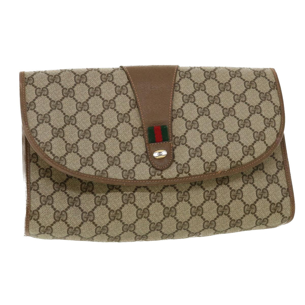 GUCCI GG Canvas Web Sherry Line Clutch Bag Beige Red Green 8901031  ny173