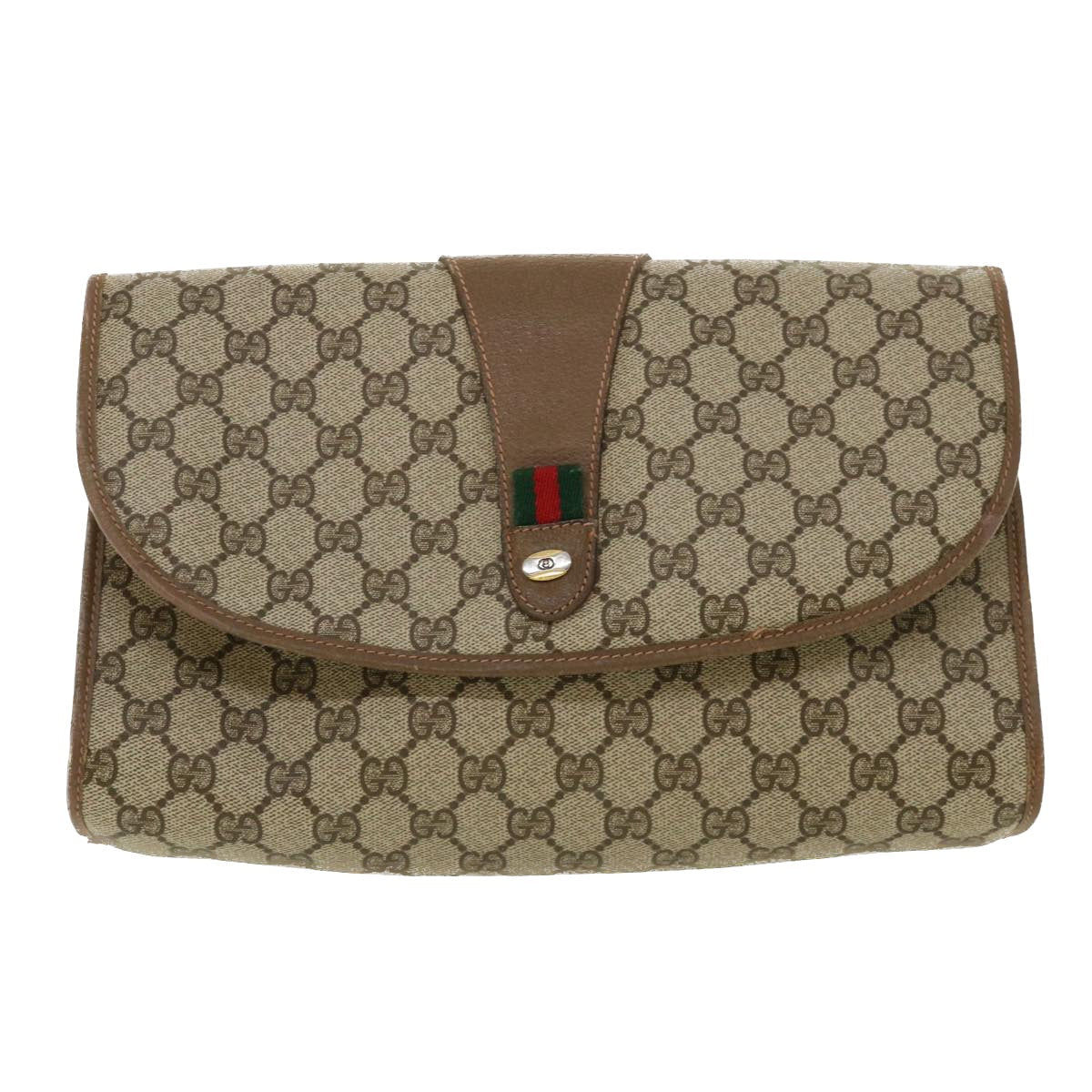 GUCCI GG Canvas Web Sherry Line Clutch Bag Beige Red Green 8901031  ny173