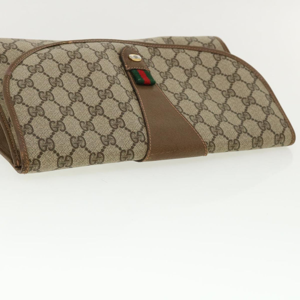 GUCCI GG Canvas Web Sherry Line Clutch Bag Beige Red Green 8901031  ny173