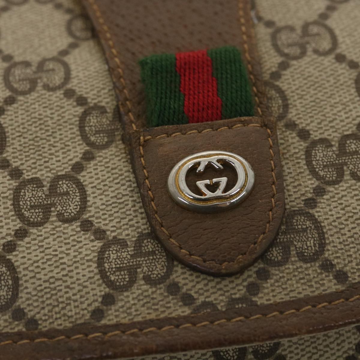 GUCCI GG Canvas Web Sherry Line Clutch Bag Beige Green Red 89.01.030  ny214