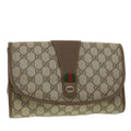 GUCCI GG Canvas Web Sherry Line Clutch Bag Beige Green Red 89.01.030  ny214
