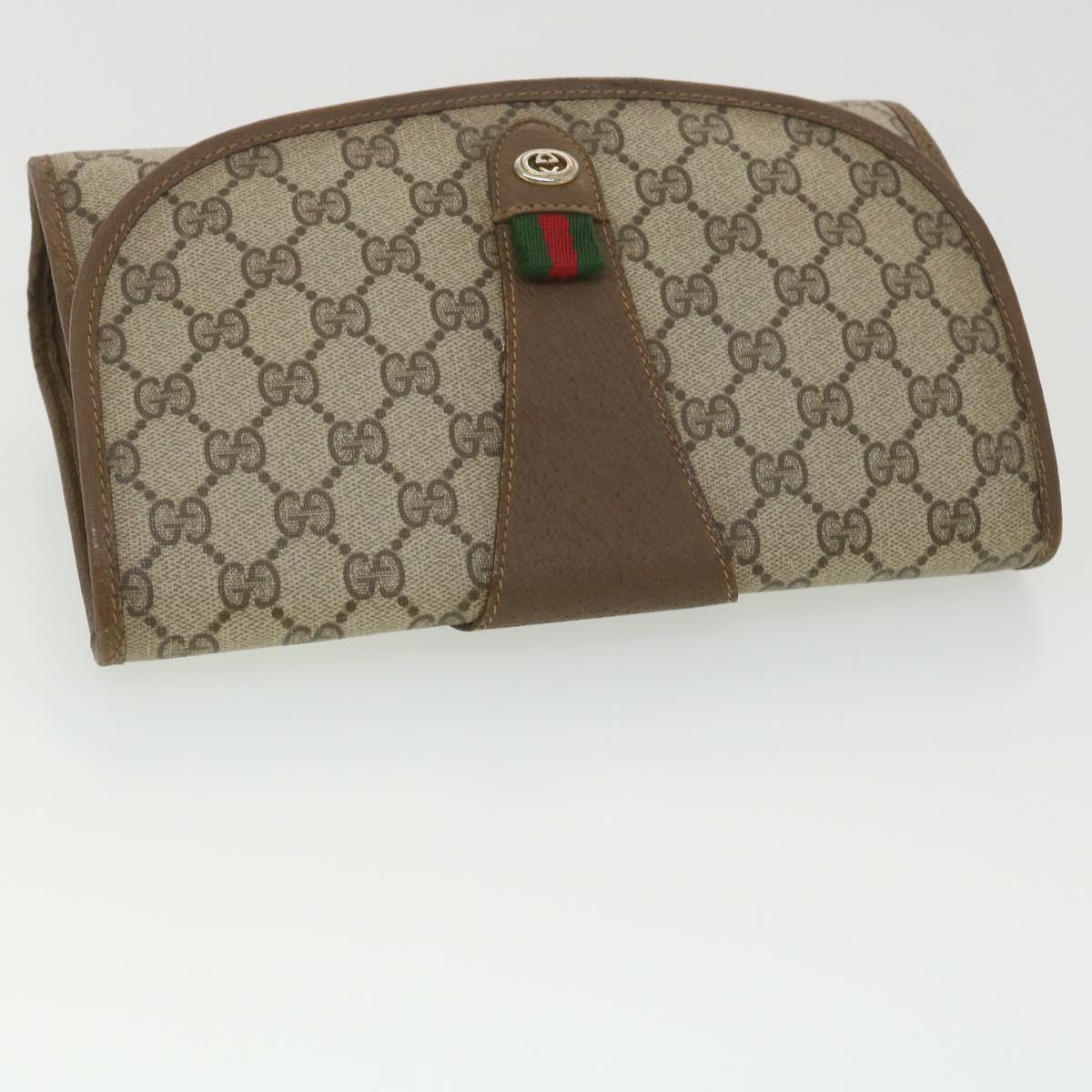 GUCCI GG Canvas Web Sherry Line Clutch Bag Beige Green Red 89.01.030  ny214