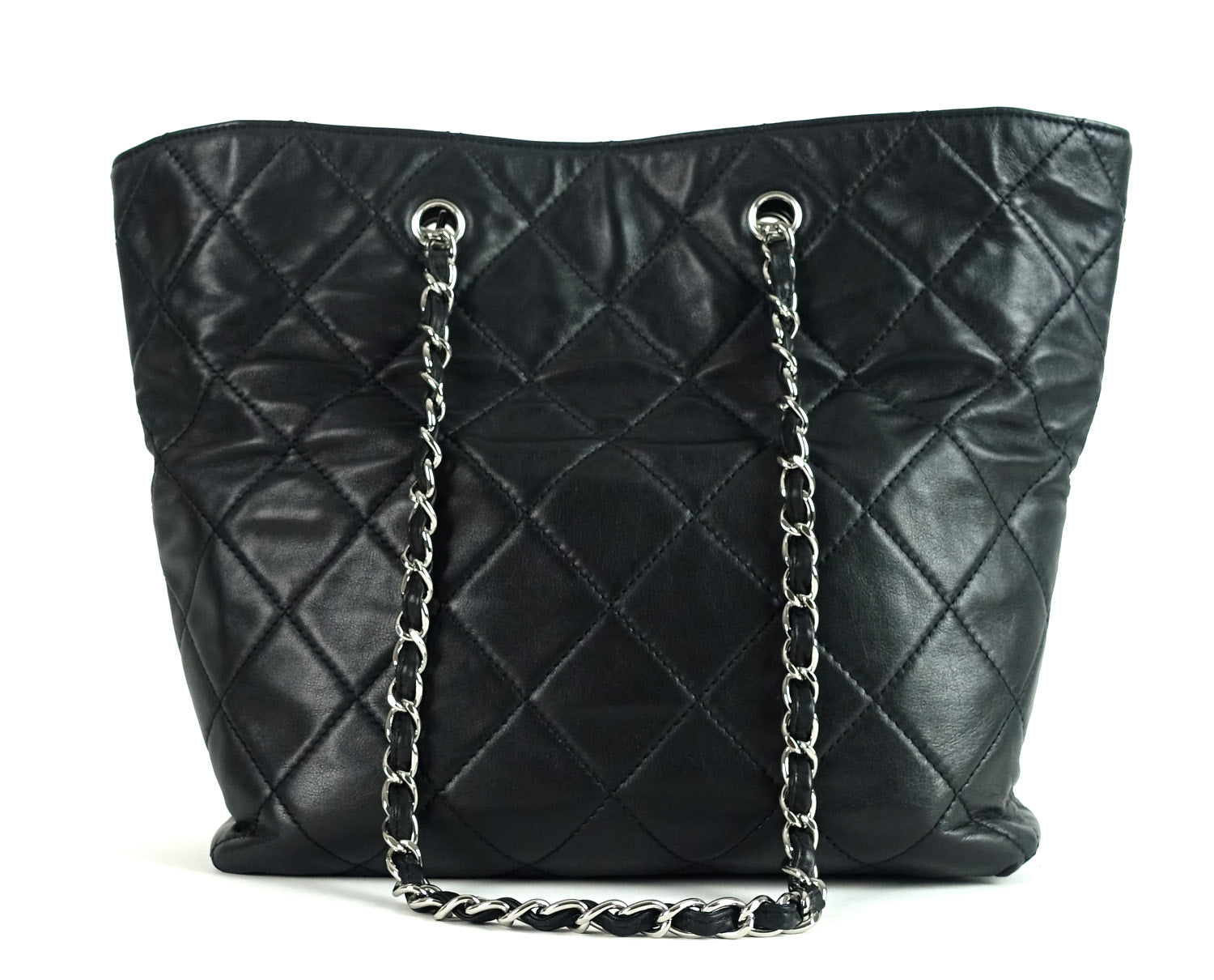Chanel In The Business Tote Quilted Lambskin North South Black. Beautiful