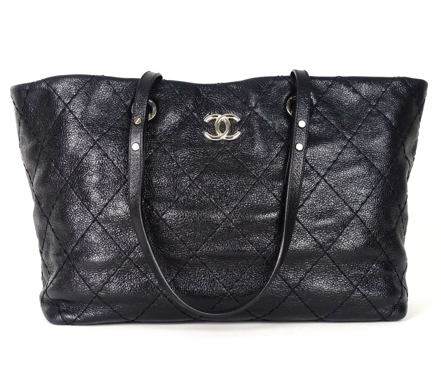 CHANEL On The Road Glazed Calfskin Leather Tote Bag
