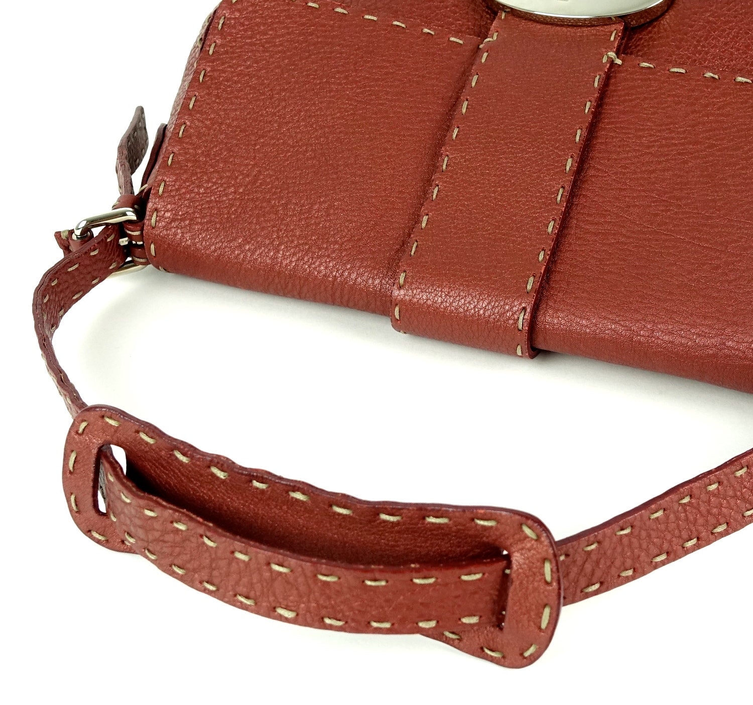 FENDI Selleria Pebbled Leather Flap Bag