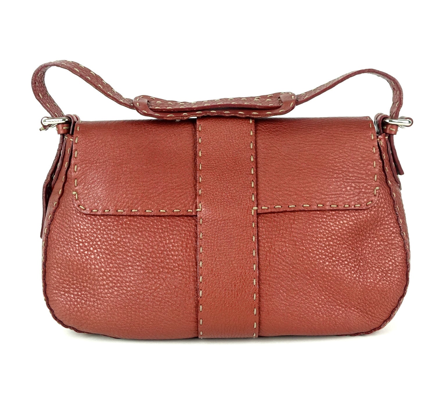 FENDI Selleria Pebbled Leather Flap Bag
