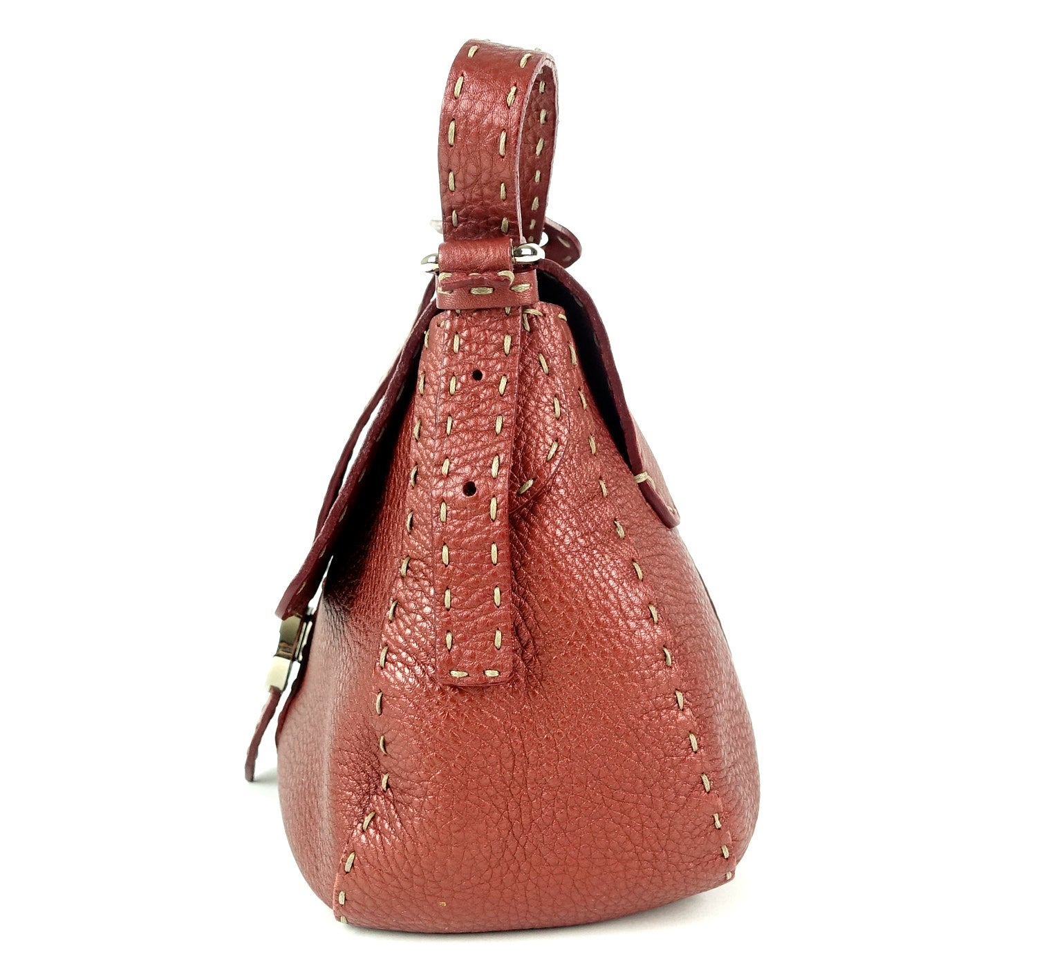 FENDI Selleria Pebbled Leather Flap Bag