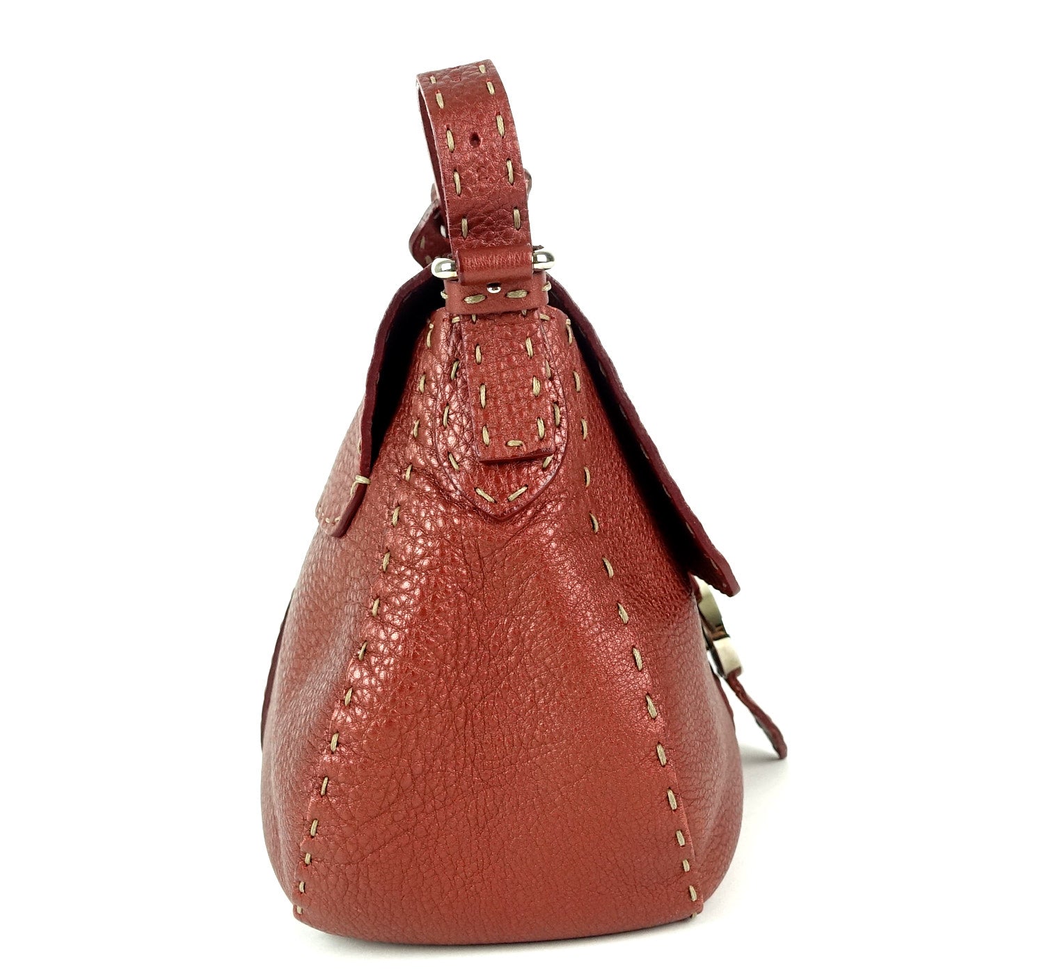 FENDI Selleria Pebbled Leather Flap Bag