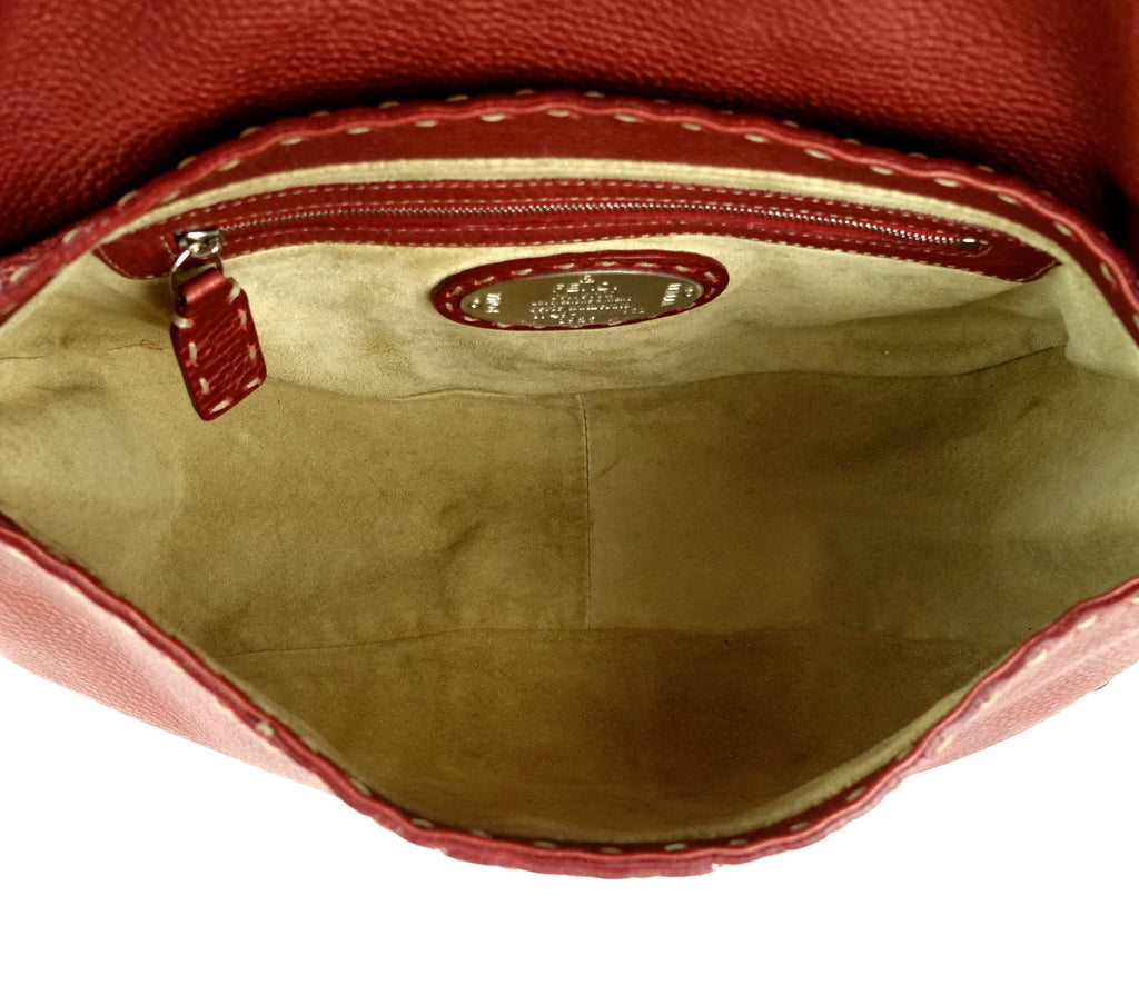 FENDI Selleria Pebbled Leather Flap Bag