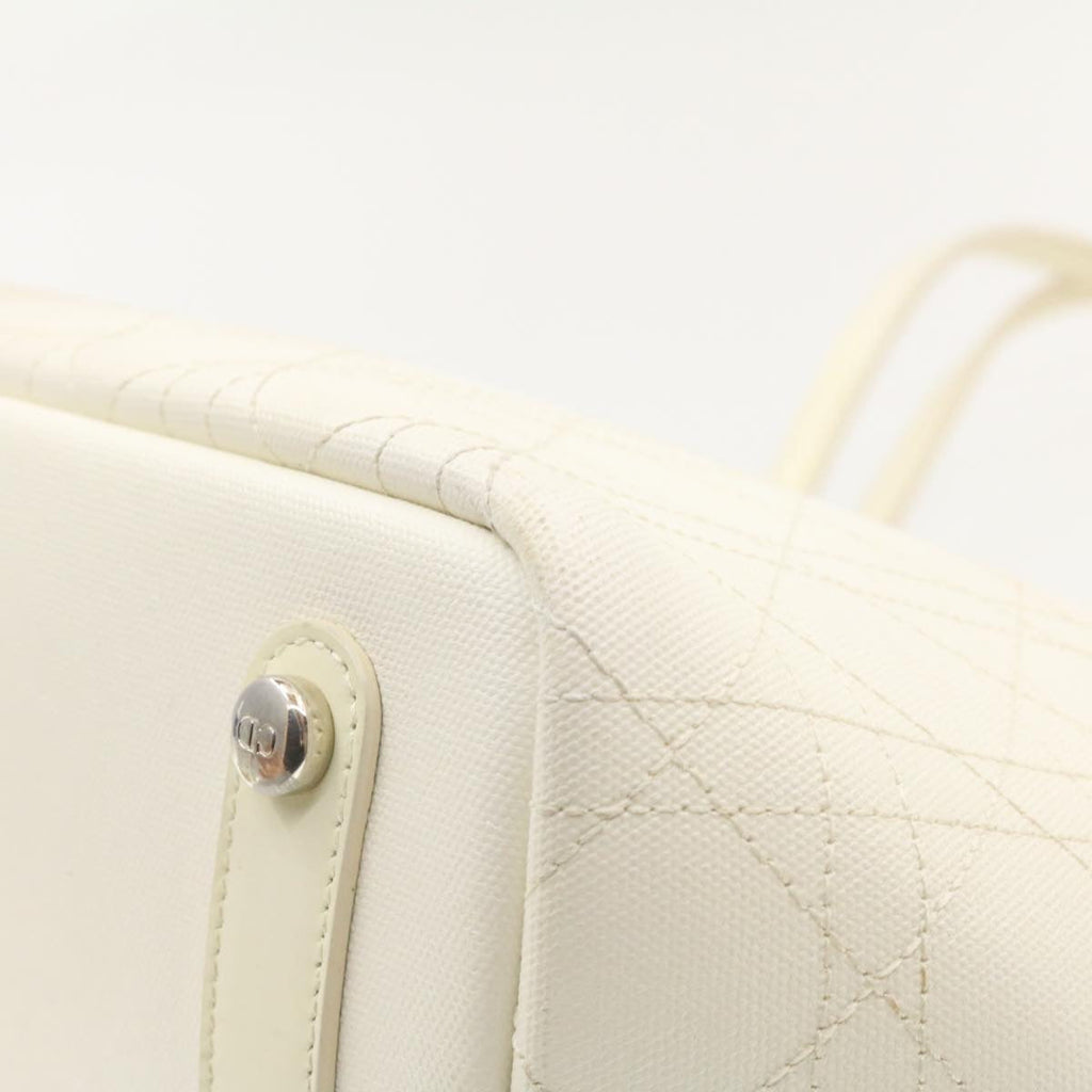 CHRISTIAN DIOR Panarea Tote Bag Coated Canvas White  rd1228