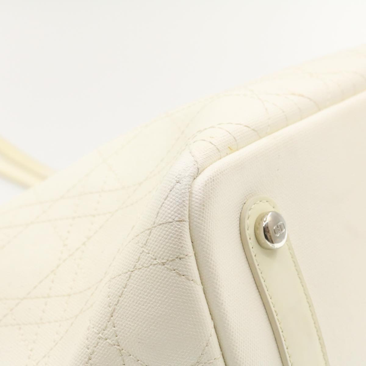 CHRISTIAN DIOR Panarea Tote Bag Coated Canvas White  rd1228