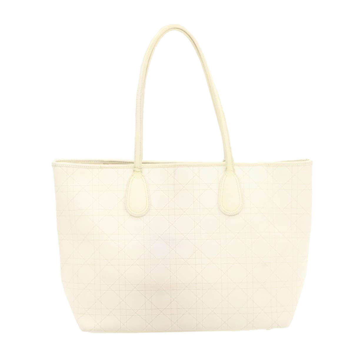 CHRISTIAN DIOR Panarea Tote Bag Coated Canvas White  rd1228