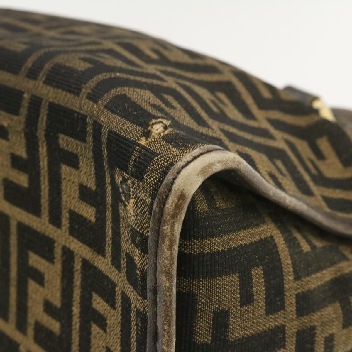 FENDI Zucca Canvas Hand Bag Brown Black  rd1310