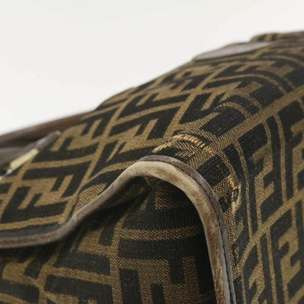 FENDI Zucca Canvas Hand Bag Brown Black  rd1310