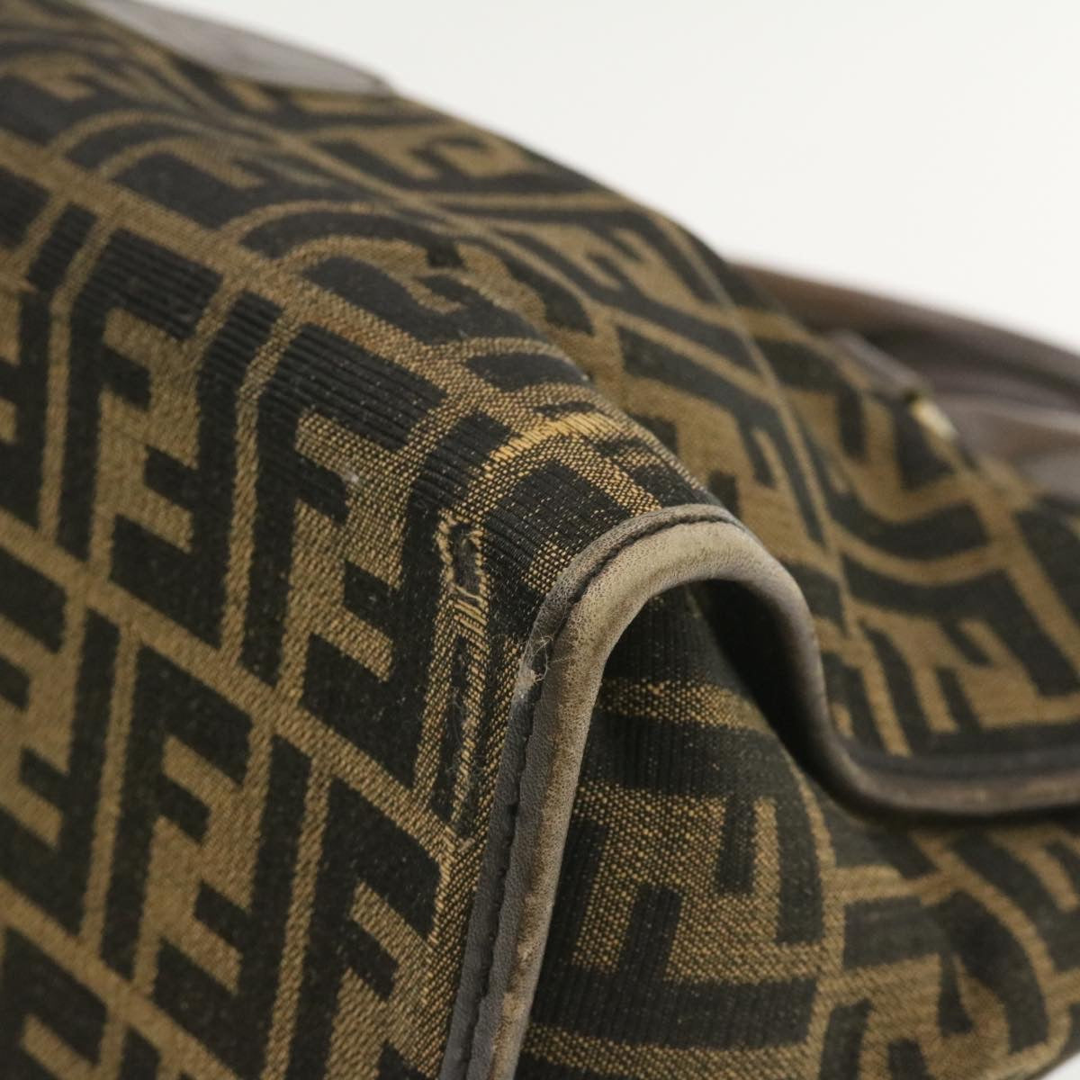 FENDI Zucca Canvas Hand Bag Brown Black  rd1310