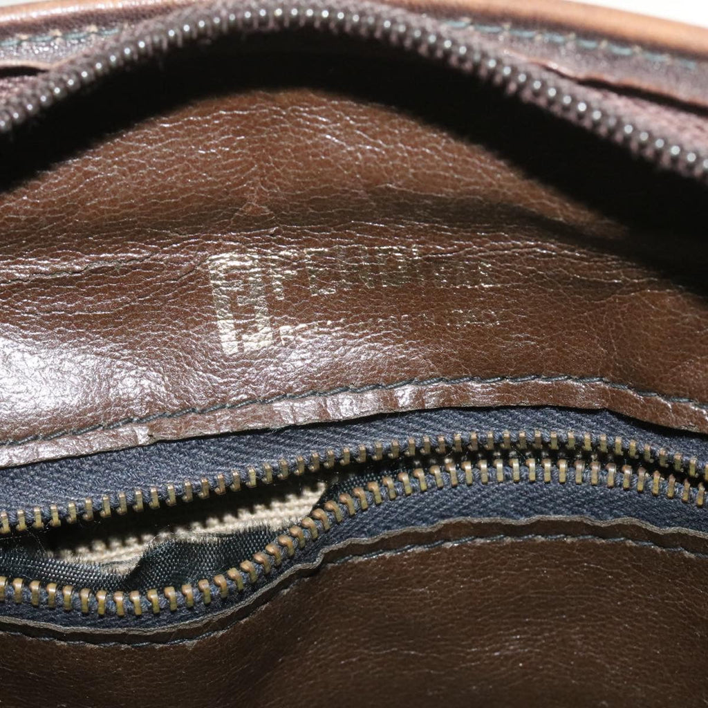FENDI Zucca Canvas Hand Bag Brown Black  rd1310