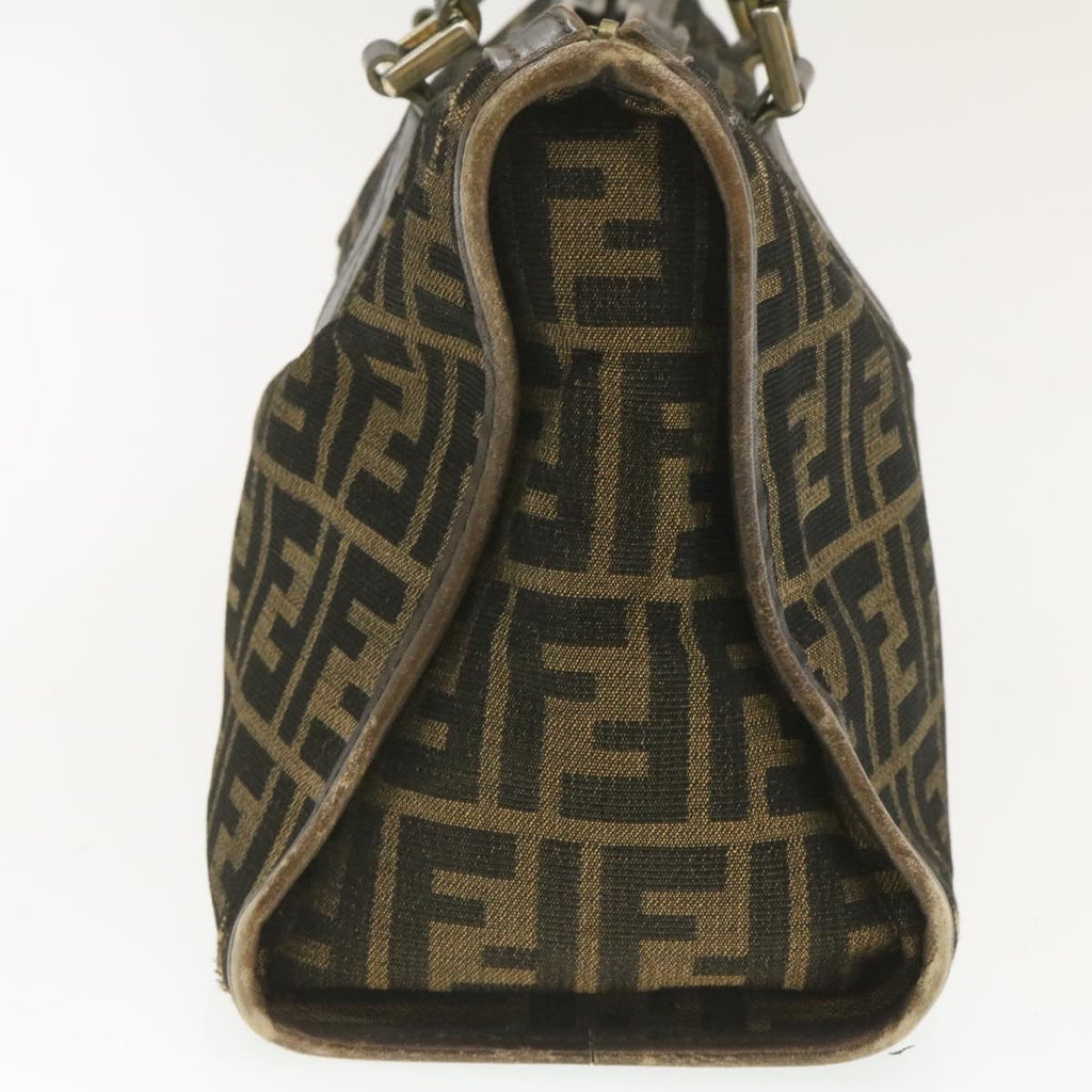 FENDI Zucca Canvas Hand Bag Brown Black  rd1310