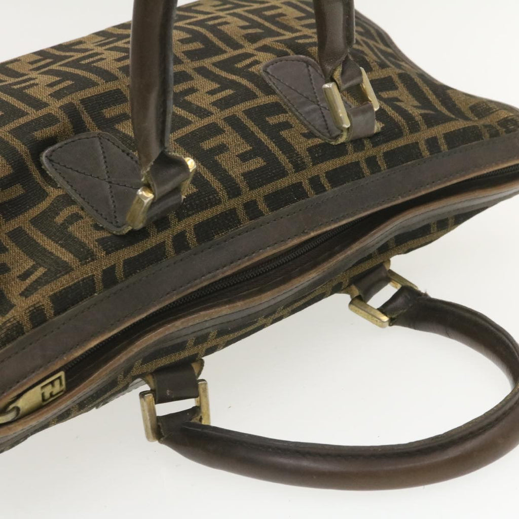 FENDI Zucca Canvas Hand Bag Brown Black  rd1310