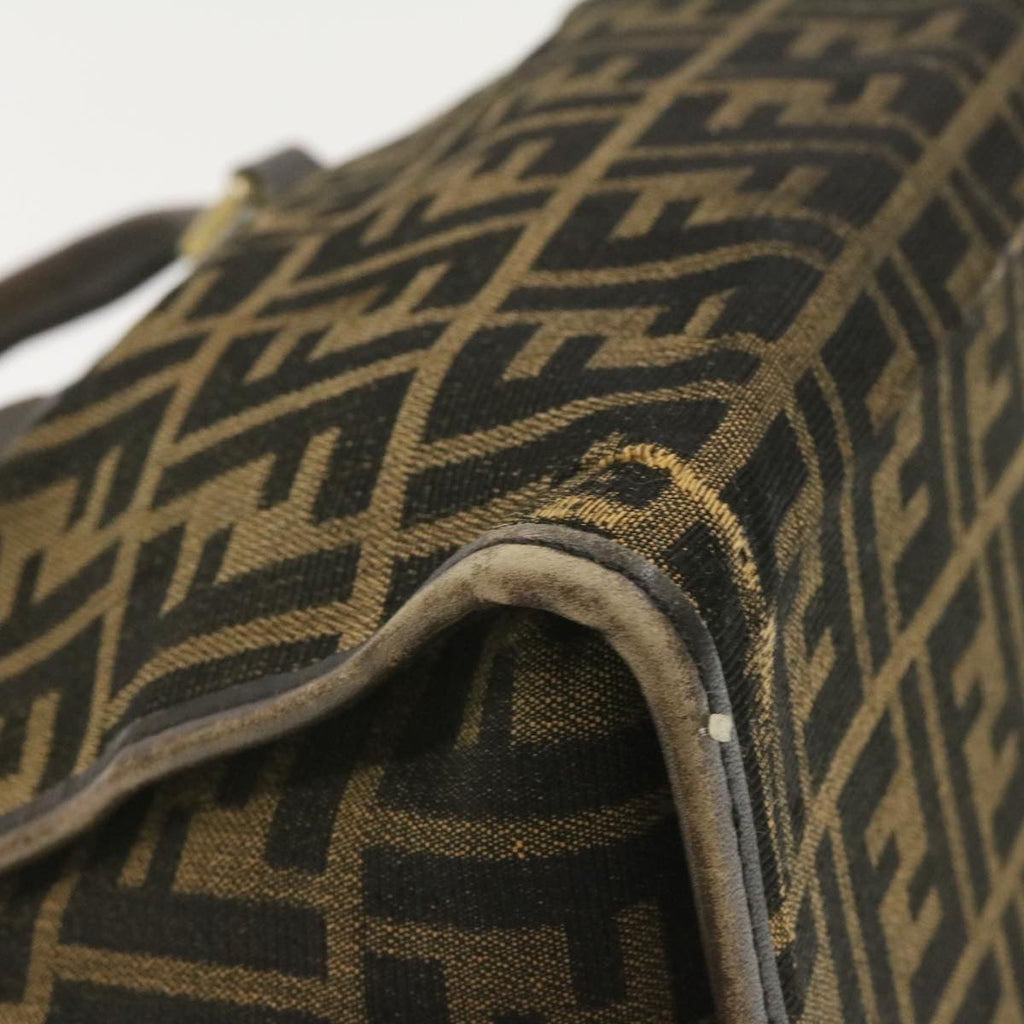 FENDI Zucca Canvas Hand Bag Brown Black  rd1310