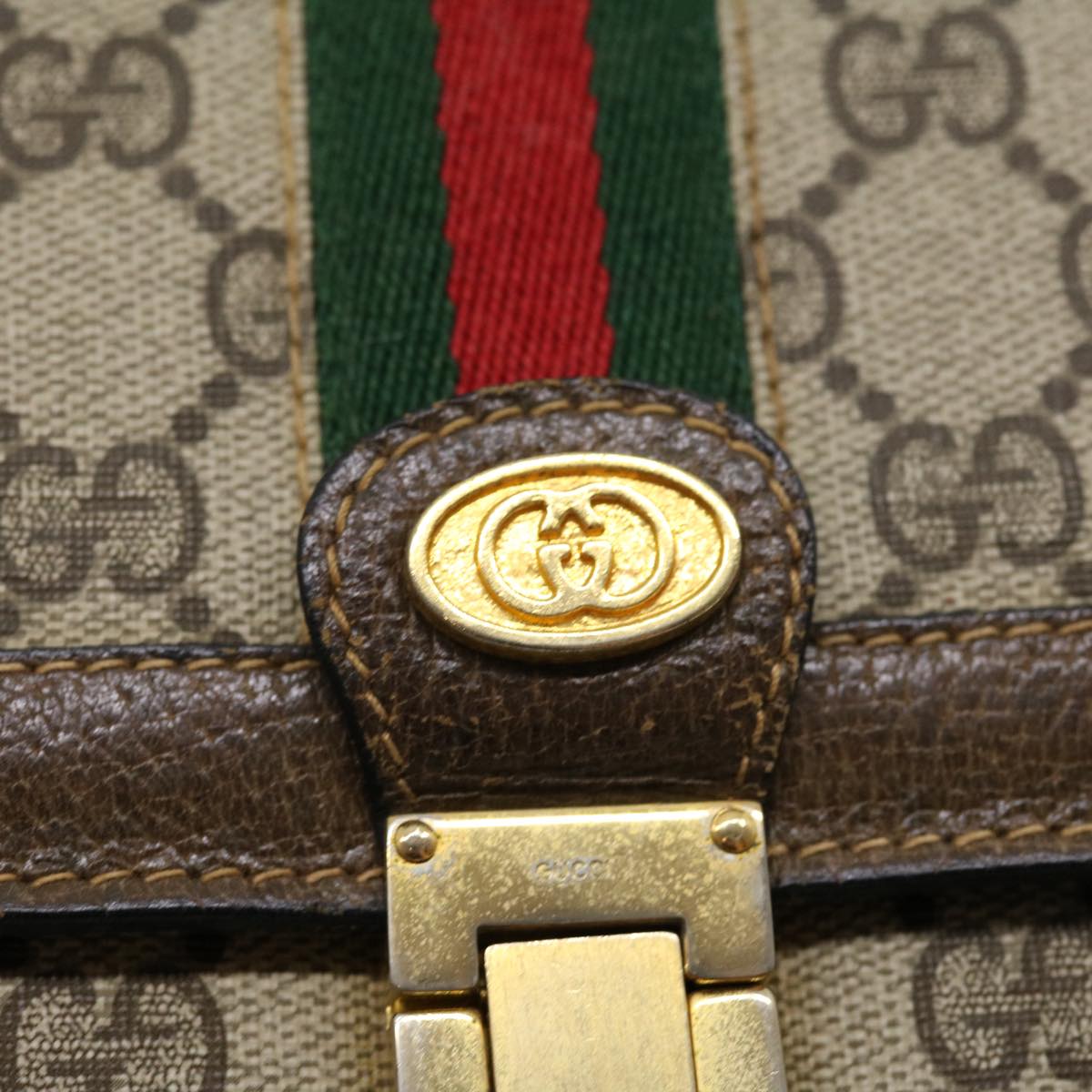 GUCCI GG Canvas Web Sherry Line Shoulder Bag Beige Red Green  rd2223