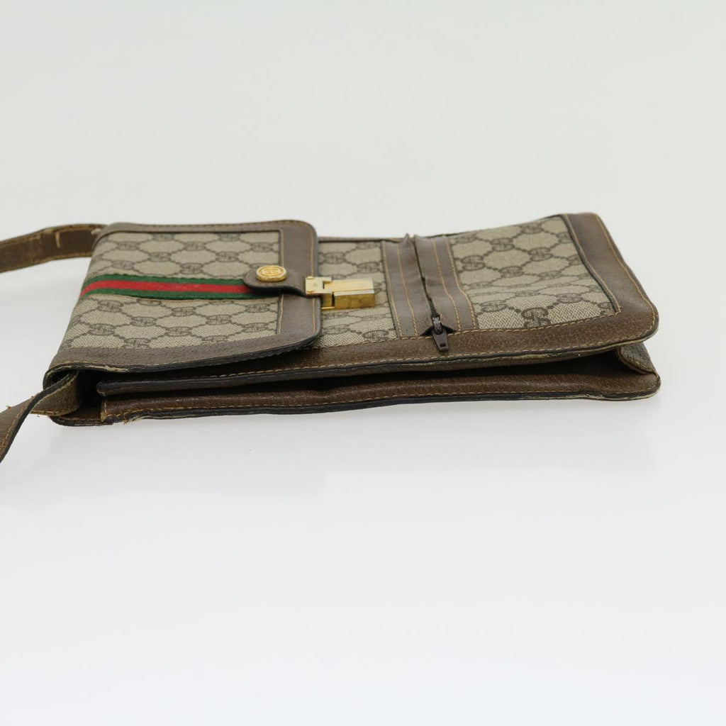 GUCCI GG Canvas Web Sherry Line Shoulder Bag Beige Red Green  rd2223