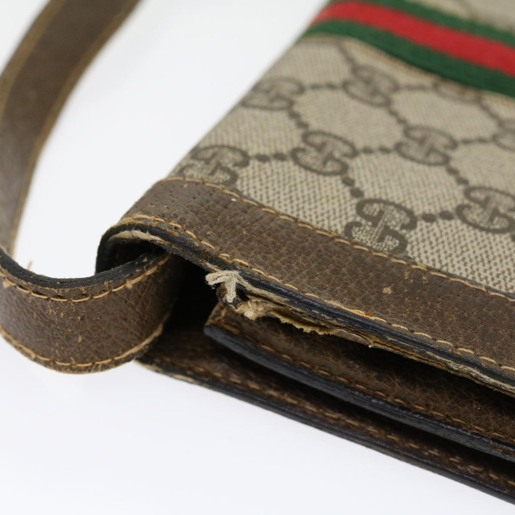 GUCCI GG Canvas Web Sherry Line Shoulder Bag Beige Red Green  rd2223