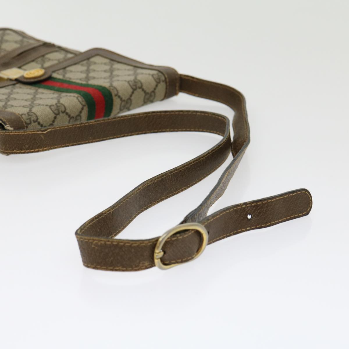 GUCCI GG Canvas Web Sherry Line Shoulder Bag Beige Red Green  rd2223