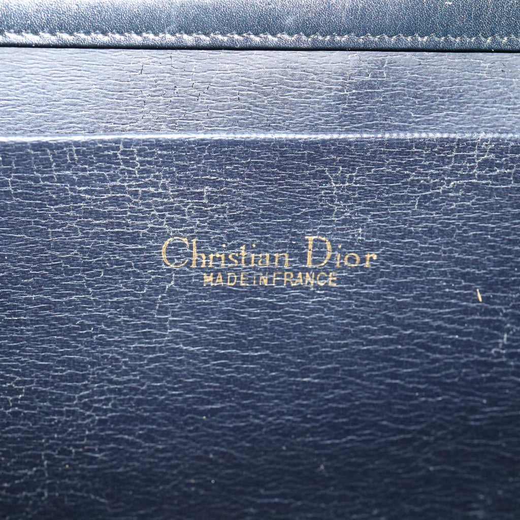 CHRISTIAN DIOR Shoulder Bag Leather Navy  rd2984