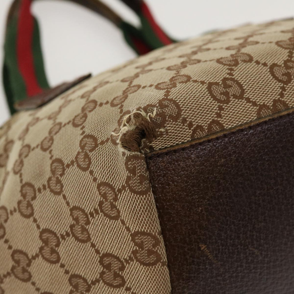 GUCCI Web Sherry Line GG Canvas Hand Bag Beige Green Red 214397  rd4468