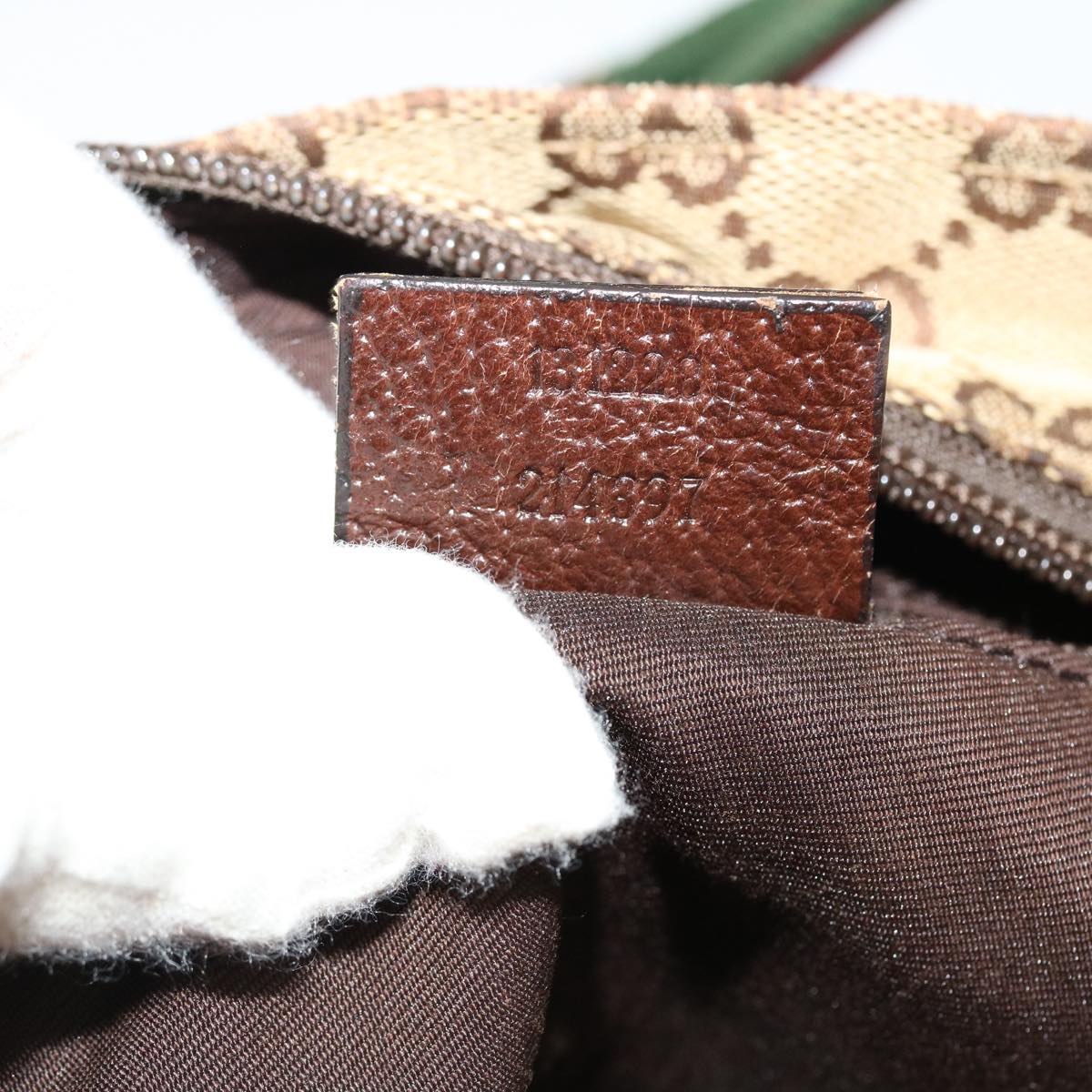 GUCCI Web Sherry Line GG Canvas Hand Bag Beige Green Red 214397  rd4468